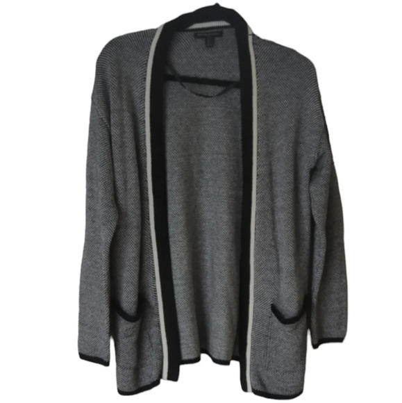 Banana Republic Knit  Open Front Black & White Cotton Blend Cardigan Small - Picture 1 of 6